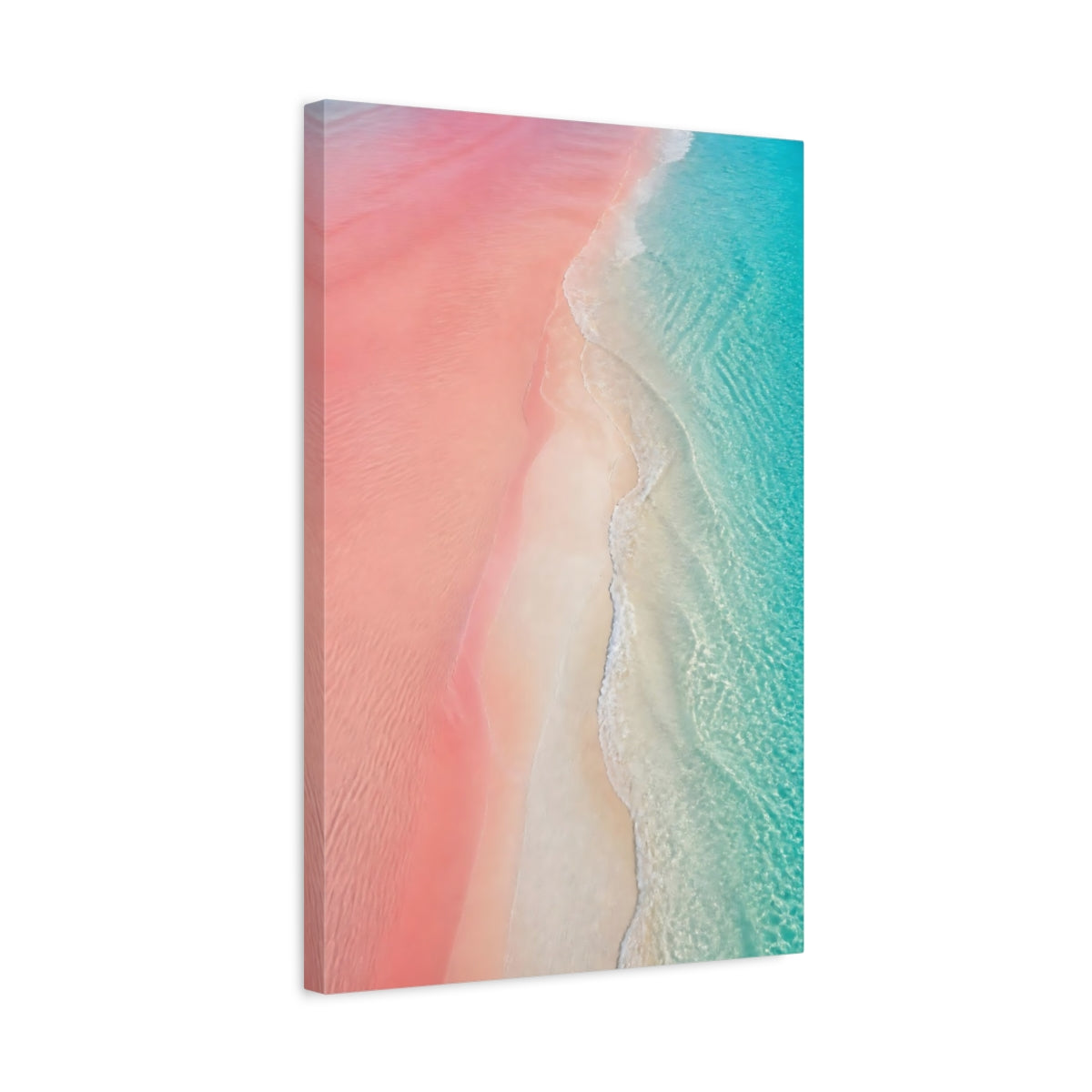 Side Mockup 3. Pink Coastal Sandbar shown as canvas print