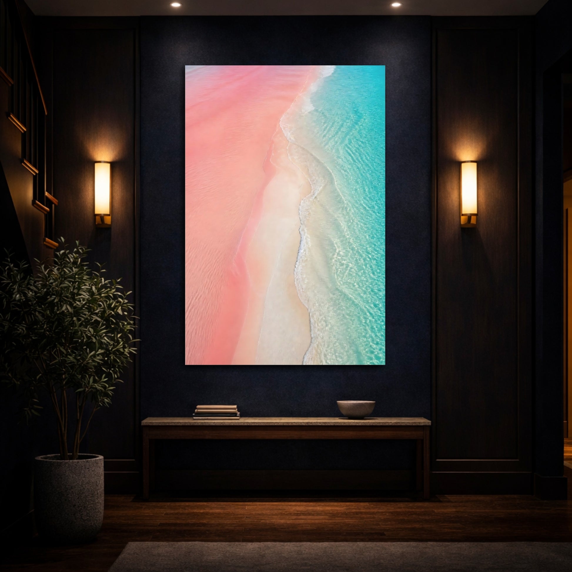 Mockup 4. Pink Coastal Sandbar shown as canvas print