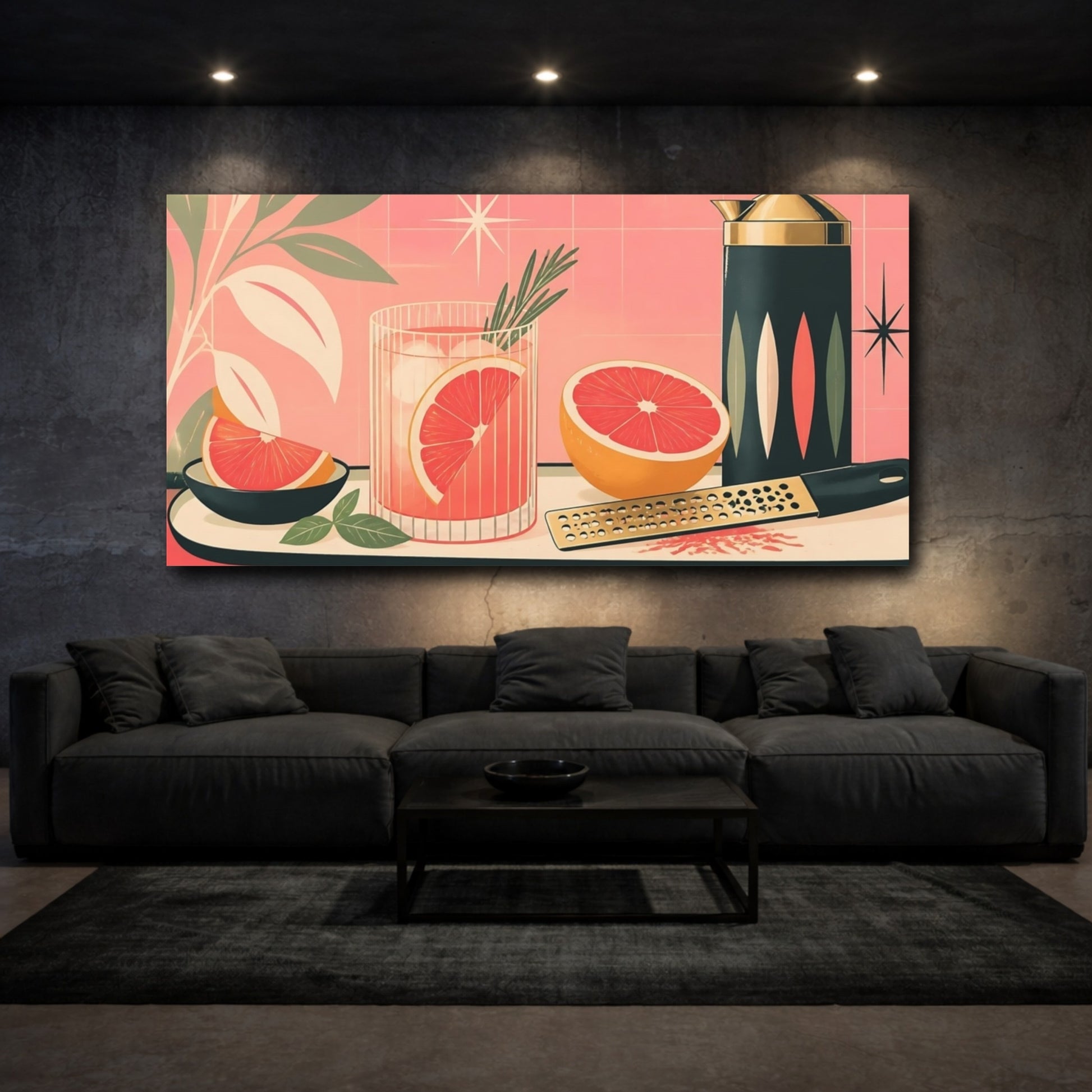 Mockup 3. Pink Grapefruit Cocktail shown as canvas print