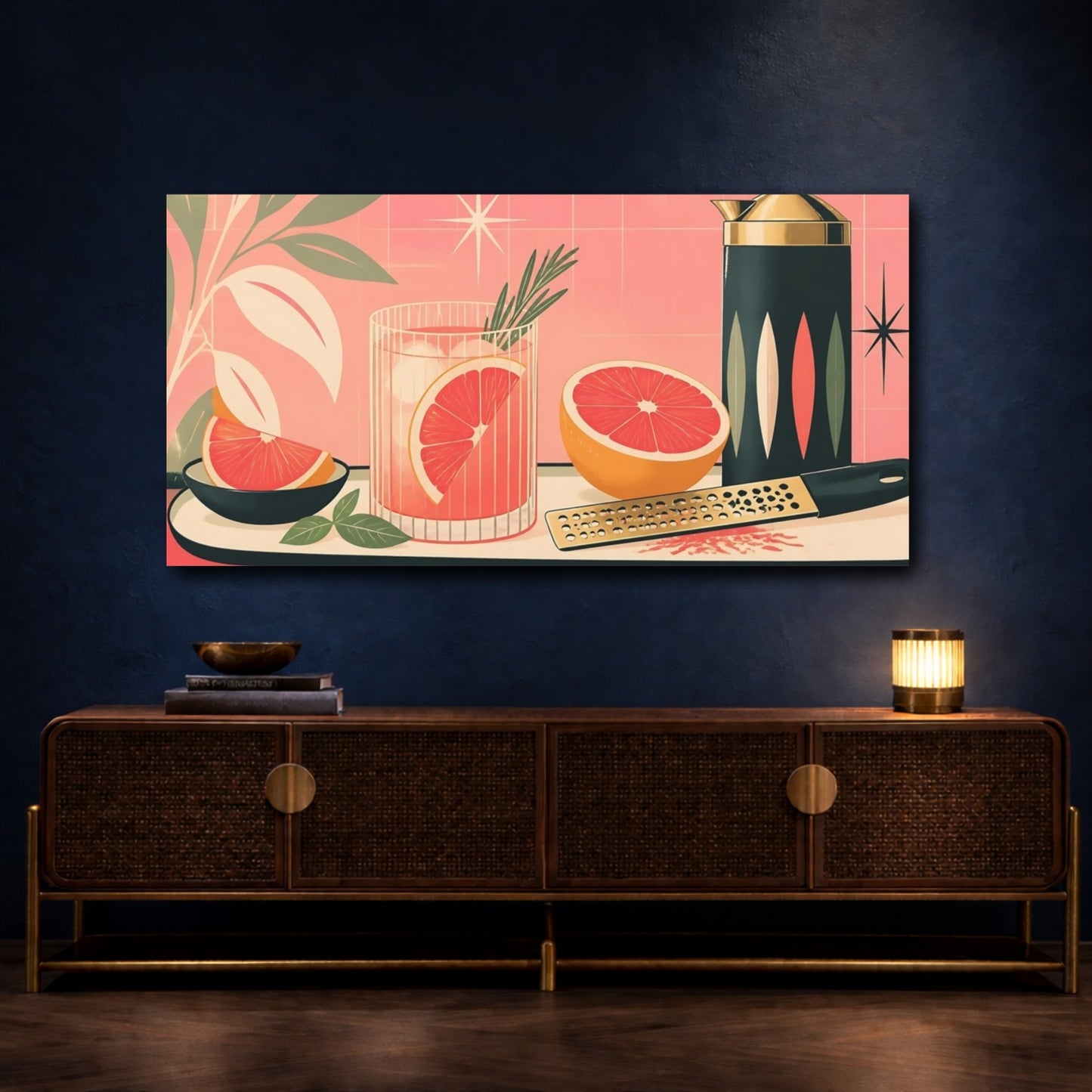 Mockup 4. Pink Grapefruit Cocktail shown as canvas print