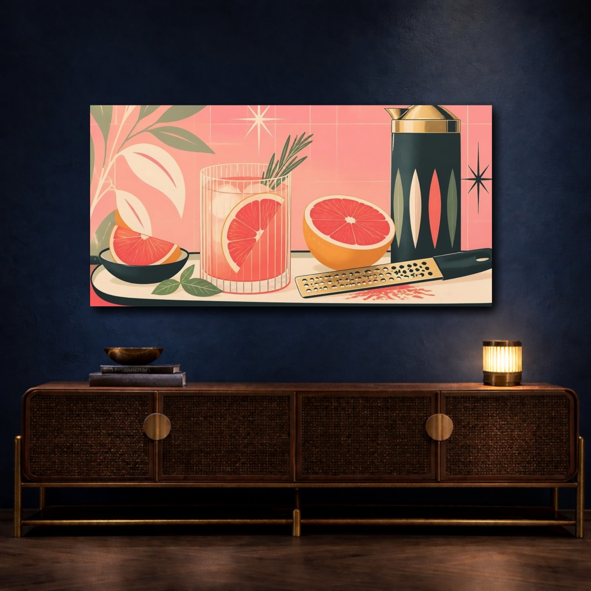 Mockup 4. Pink Grapefruit Cocktail shown as canvas print