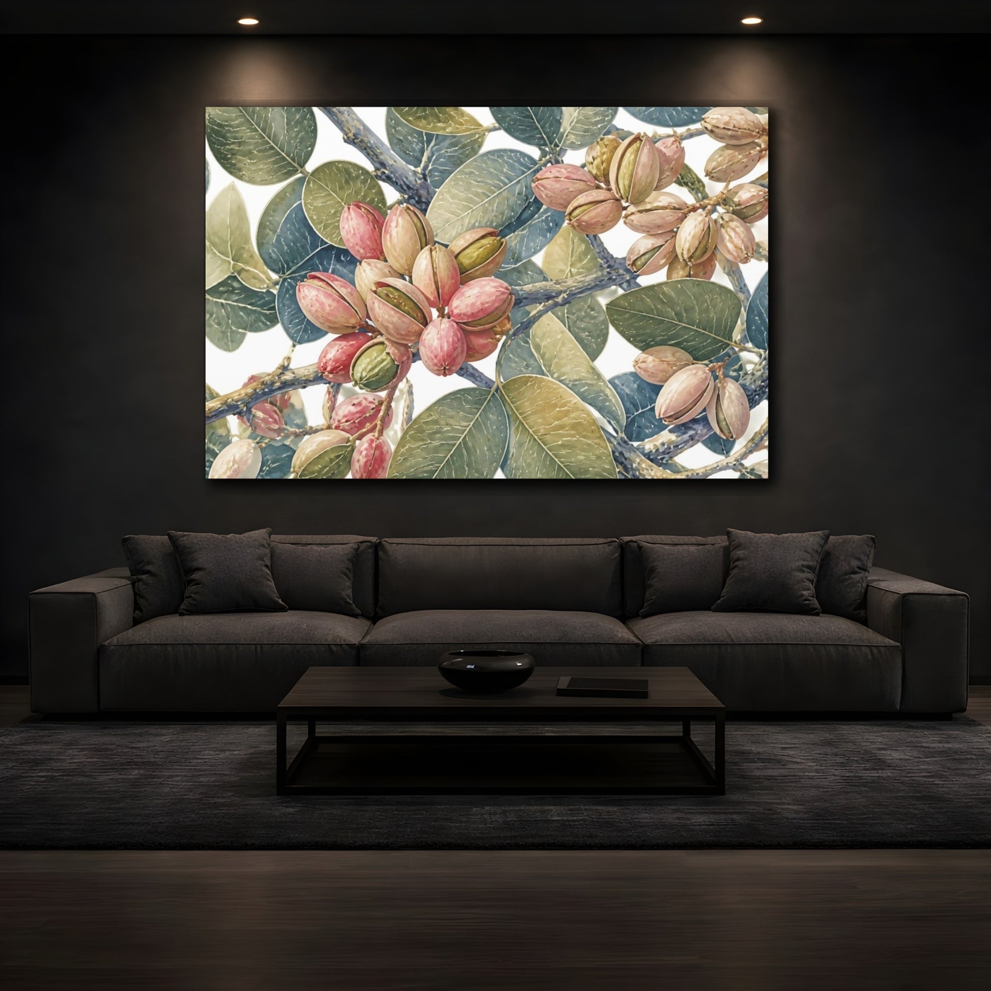Mockup 3. Pistachio Branches shown as canvas print