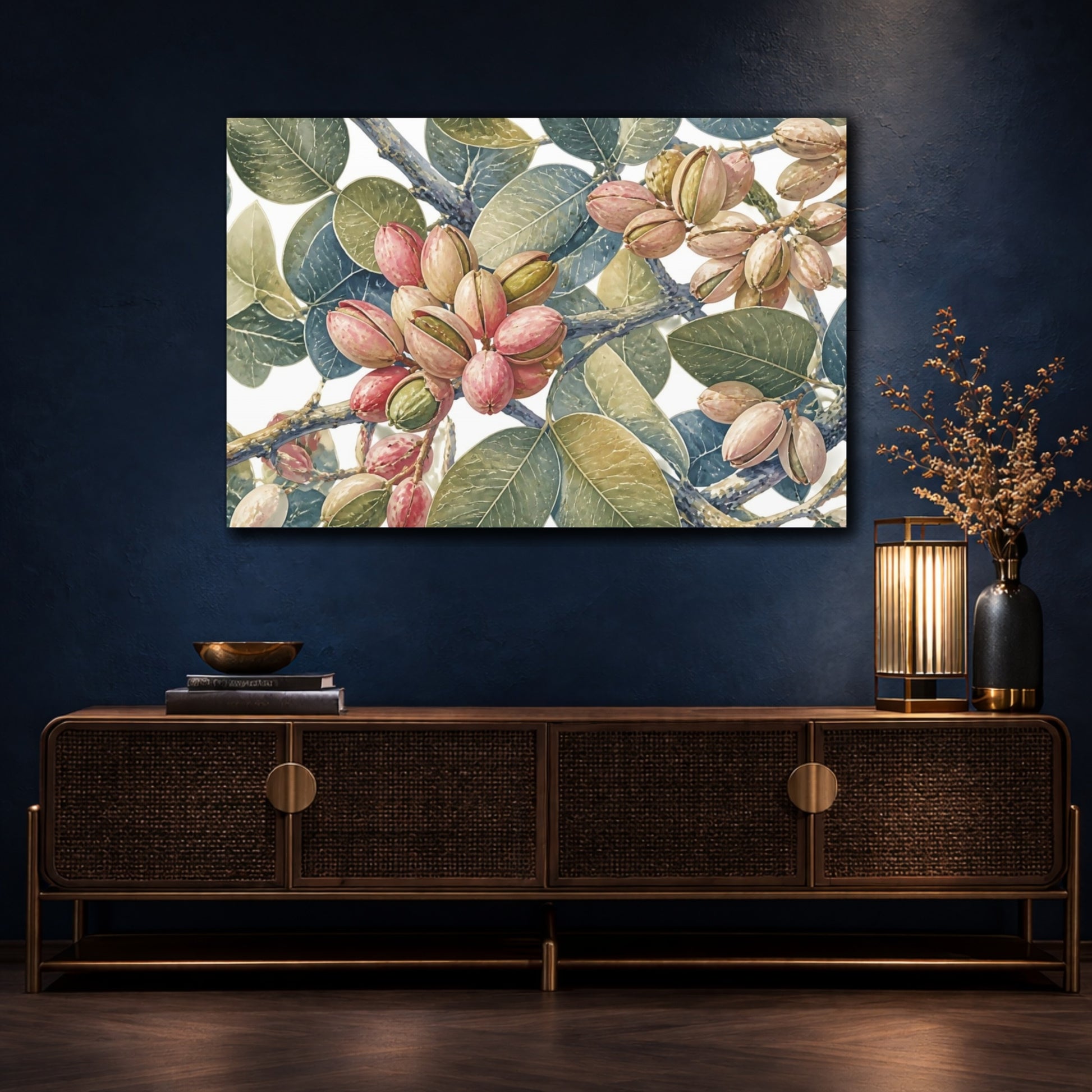 Mockup 4. Pistachio Branches shown as canvas print