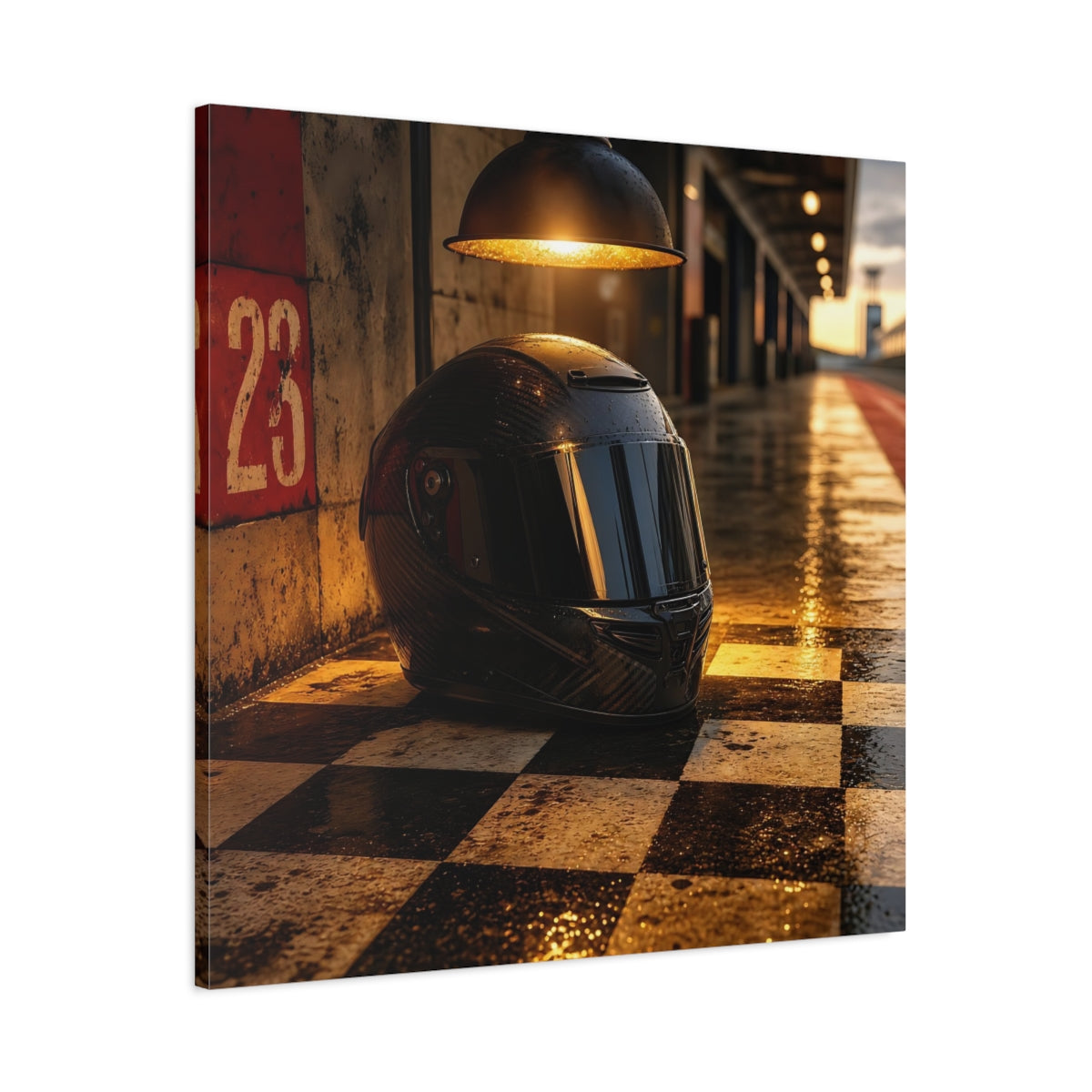 Main Mockup. Pit Lane Racing Helmet shown as canvas print
