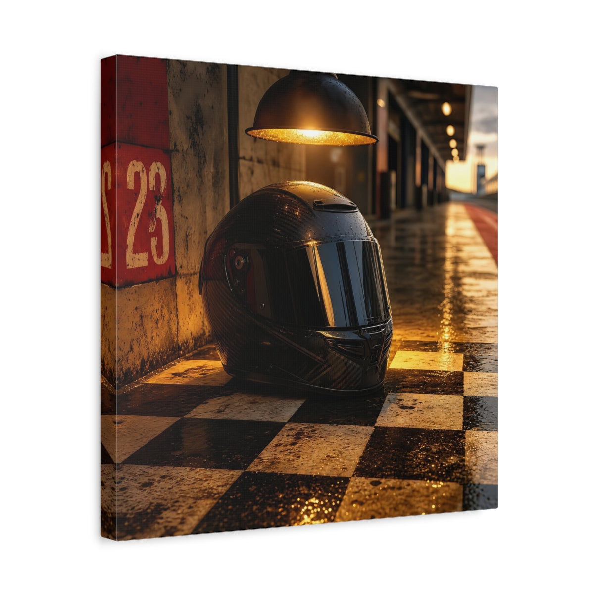 Side Mockup 6. Pit Lane Racing Helmet shown as canvas print