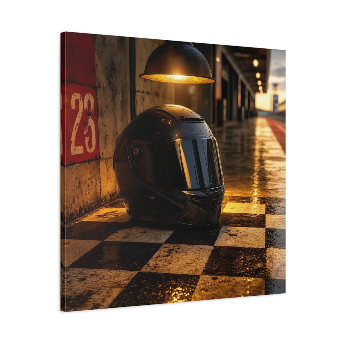 Side Mockup 3. Pit Lane Racing Helmet shown as canvas print