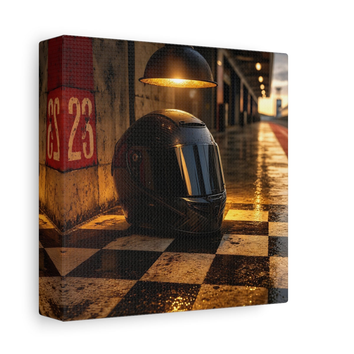Side Mockup 2. Pit Lane Racing Helmet shown as canvas print