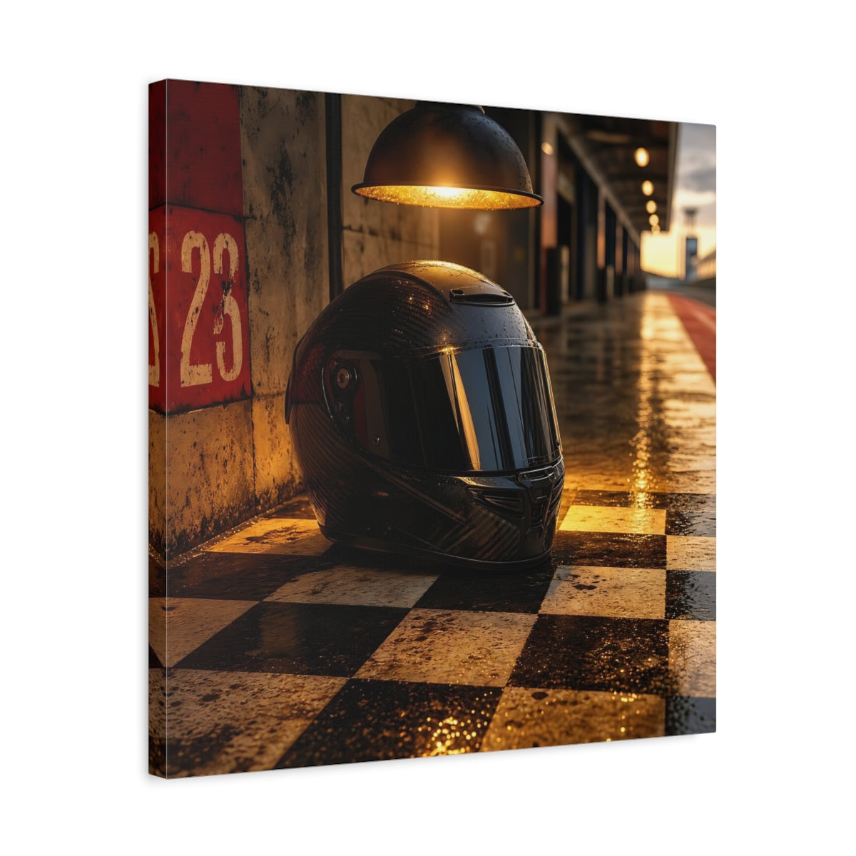 Side Mockup 5. Pit Lane Racing Helmet shown as canvas print