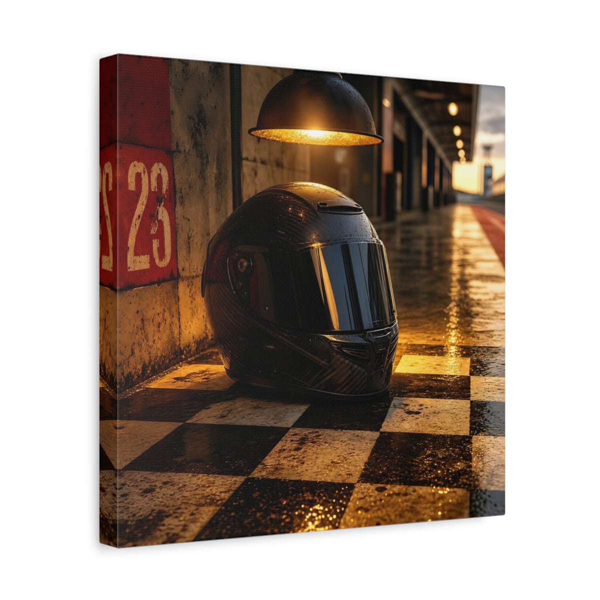 Side Mockup 7. Pit Lane Racing Helmet shown as canvas print