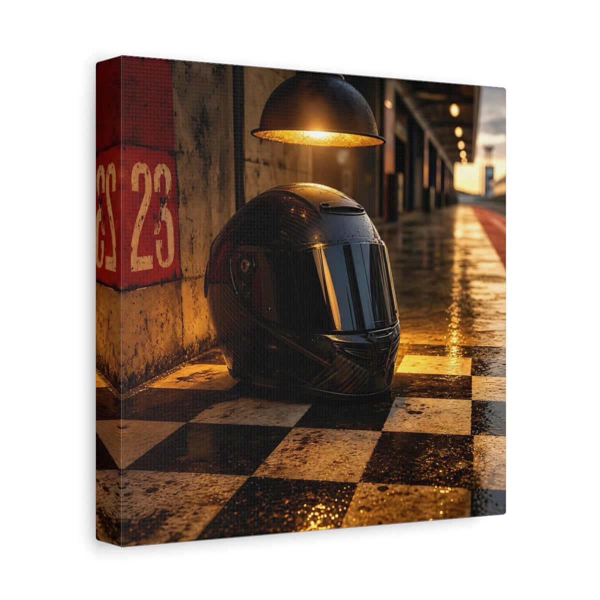 Side Mockup 9. Pit Lane Racing Helmet shown as canvas print