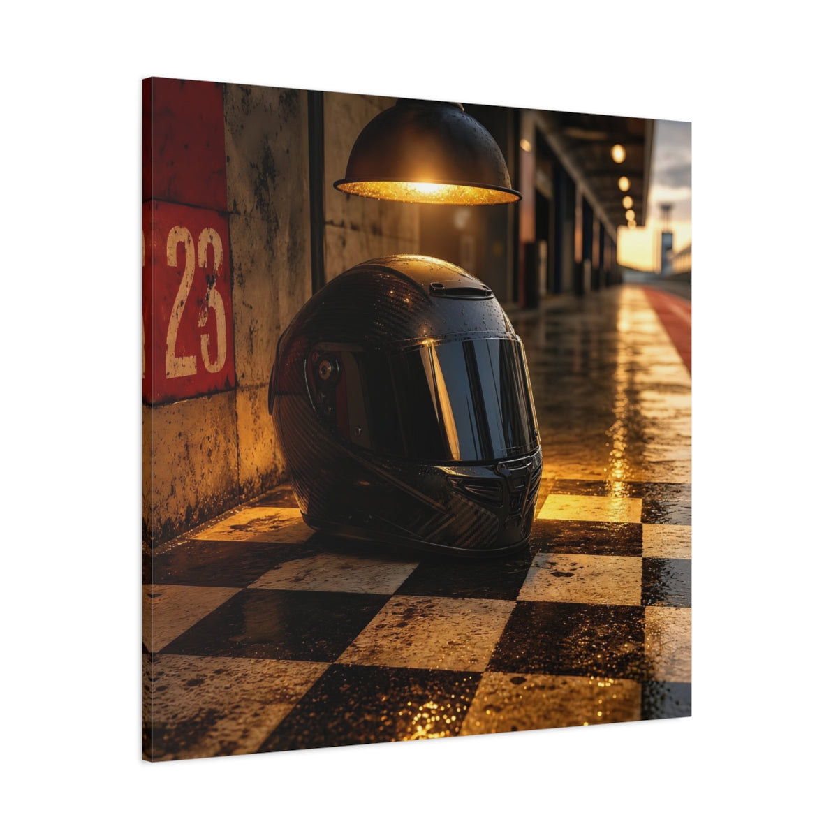 Side Mockup 1. Pit Lane Racing Helmet shown as canvas print
