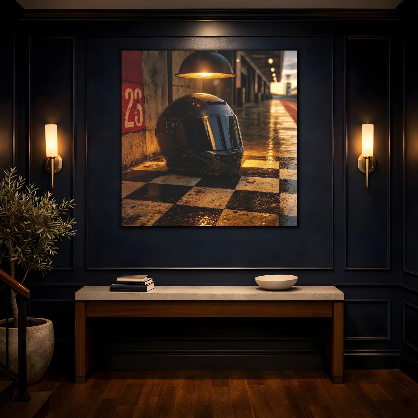 Mockup 4. Pit Lane Racing Helmet shown as canvas print