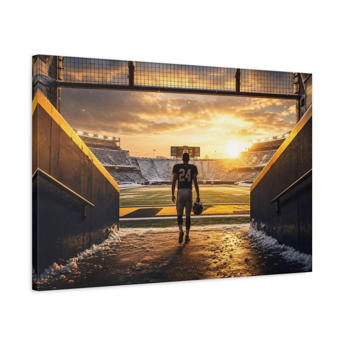 Side Mockup 2. Player's Walk At Sunset shown as canvas print