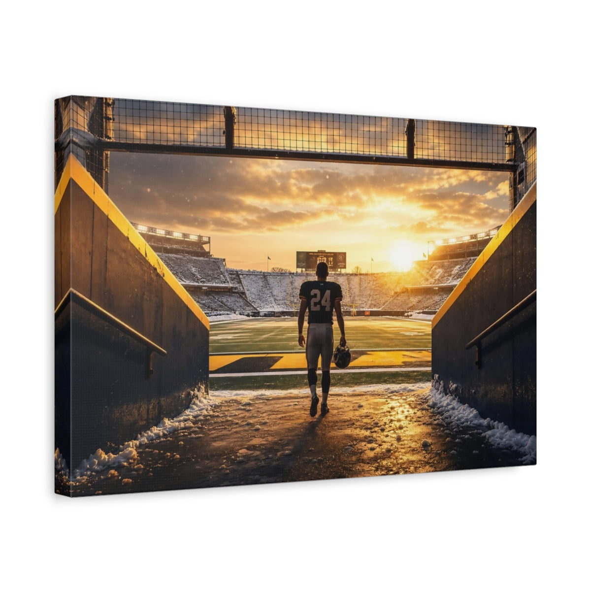 Side Mockup 4. Player's Walk At Sunset shown as canvas print