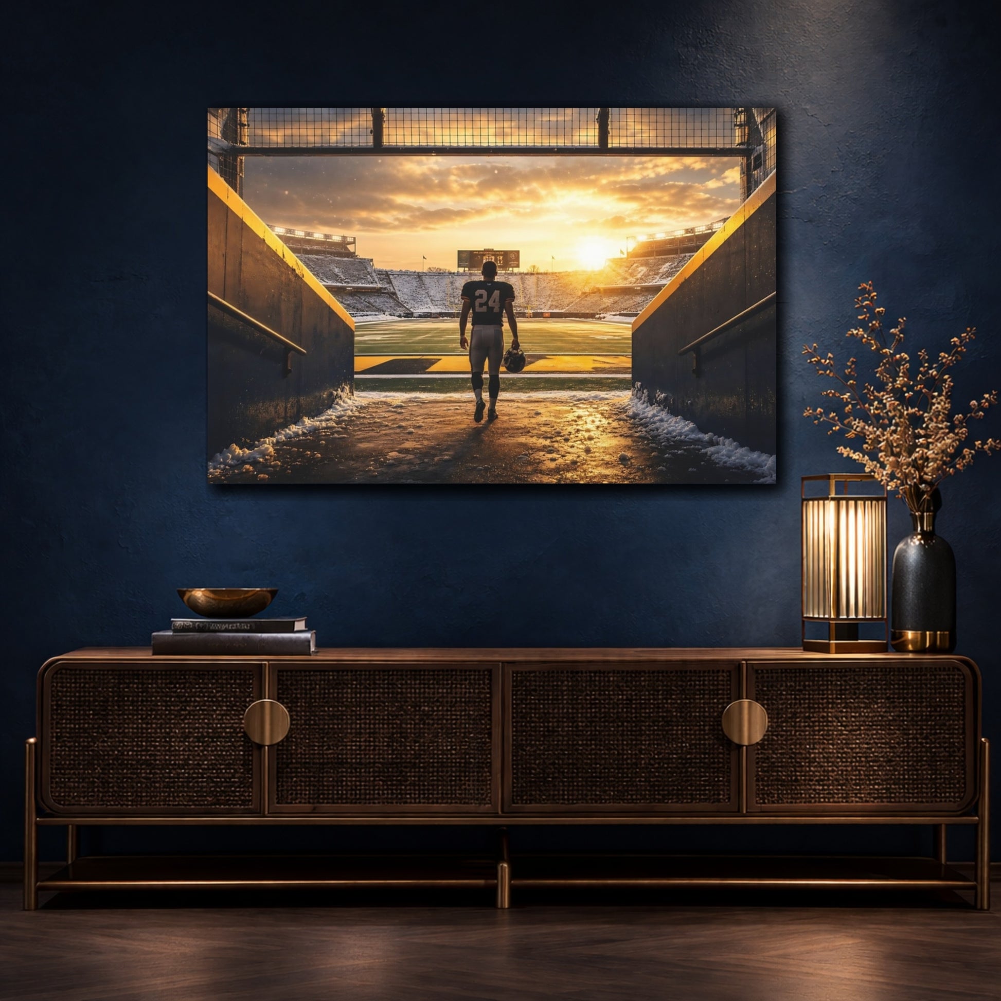 Mockup 4. Player's Walk At Sunset shown as canvas print