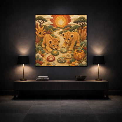 Mockup 3. Playful Lion Cubs shown as canvas print