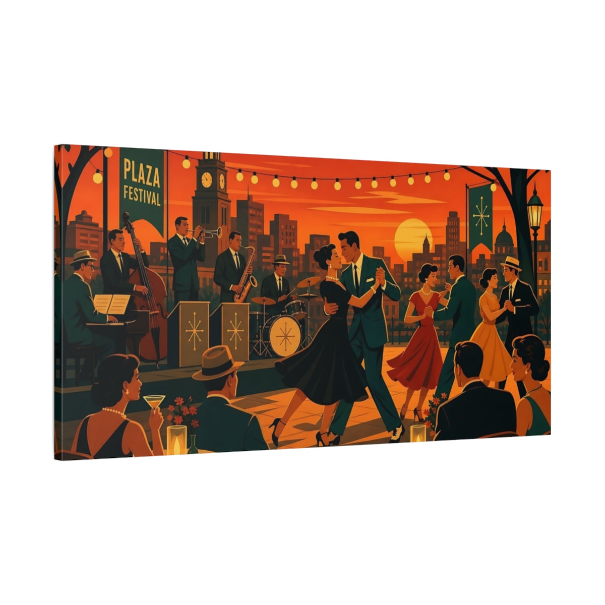 Main Mockup. Plaza Festival Night Dance shown as canvas print