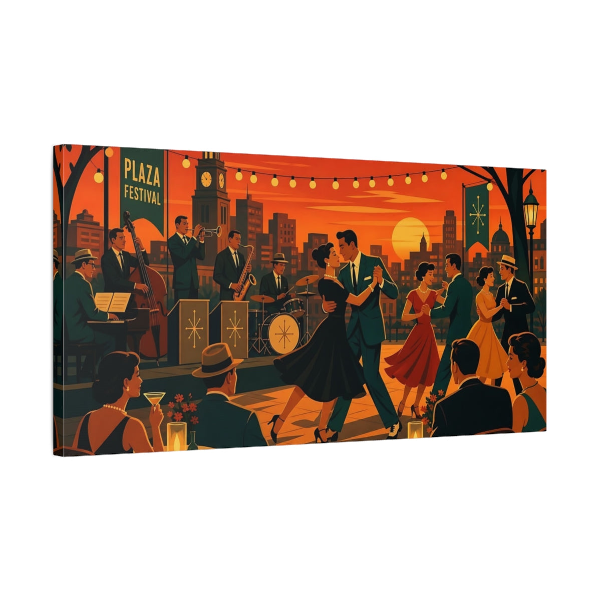 Side Mockup 1. Plaza Festival Night Dance shown as canvas print