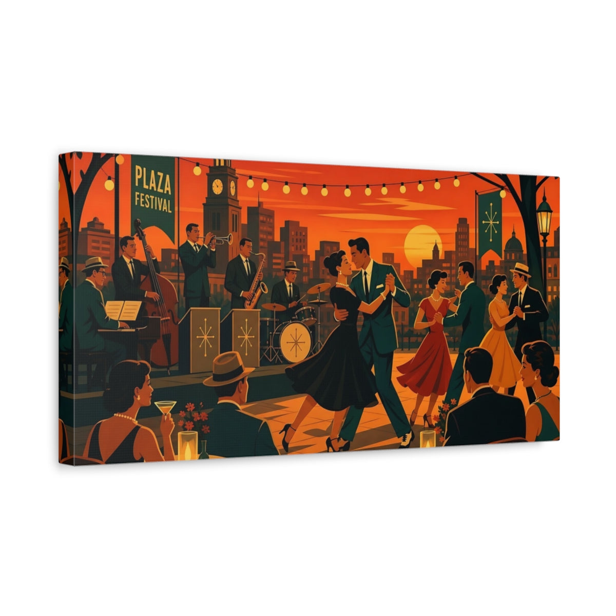 Side Mockup 3. Plaza Festival Night Dance shown as canvas print