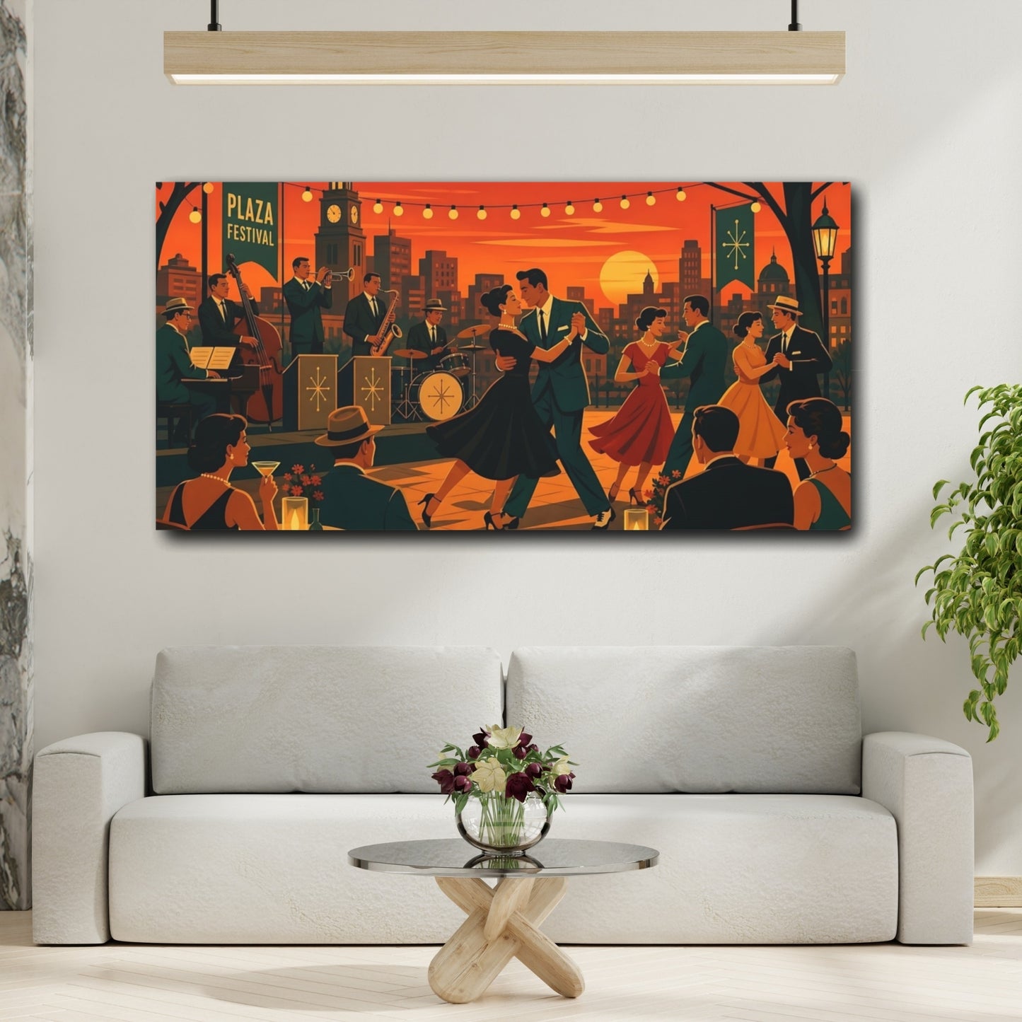 Mockup 2. Plaza Festival Night Dance shown as canvas print