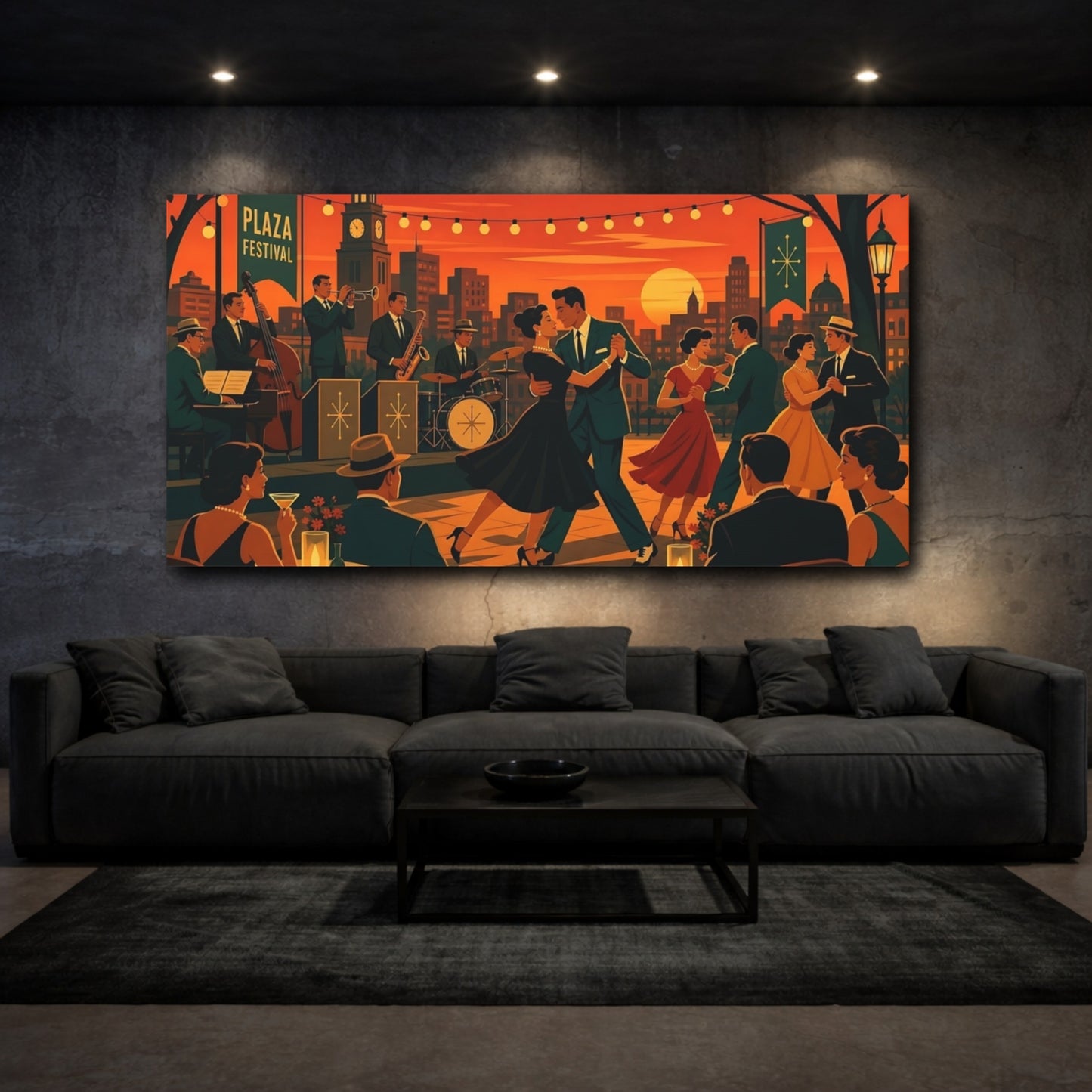 Mockup 3. Plaza Festival Night Dance shown as canvas print