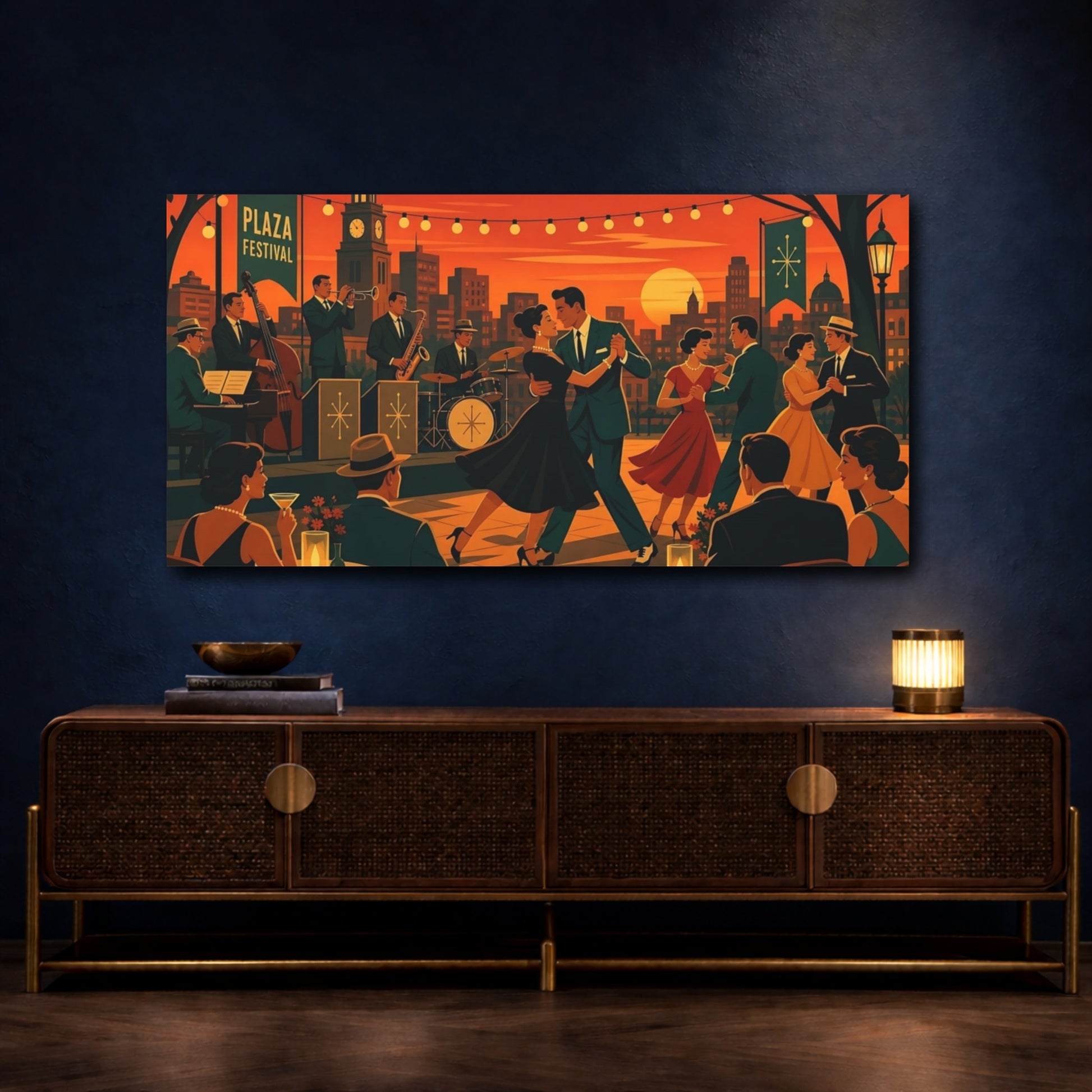 Mockup 4. Plaza Festival Night Dance shown as canvas print