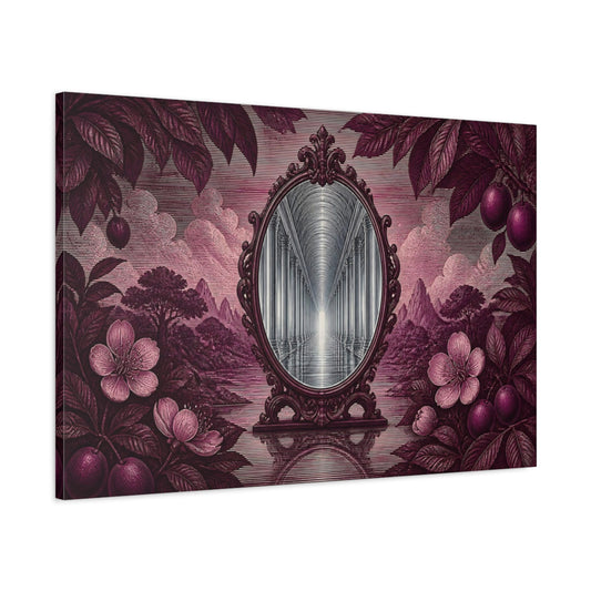 Main Mockup. Plum Mirror Corridor shown as canvas print