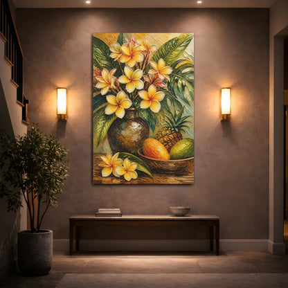 Mockup 2. Plumeria Flower Bouquet shown as canvas print