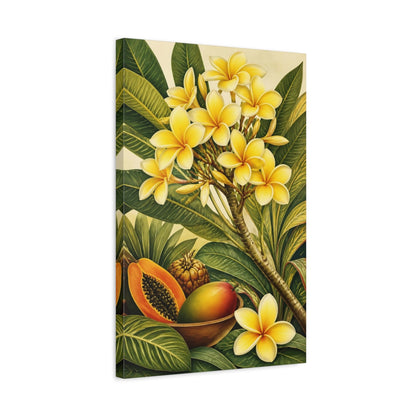 Side Mockup 3. Plumeria Flowers With Fruit shown as canvas print