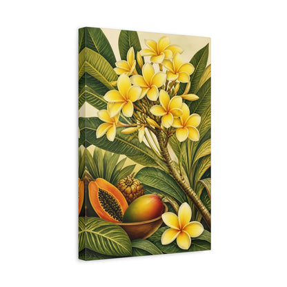 Side Mockup 4. Plumeria Flowers With Fruit shown as canvas print