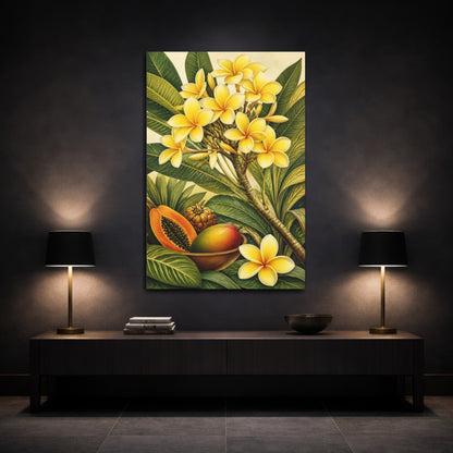 Mockup 3. Plumeria Flowers With Fruit shown as canvas print