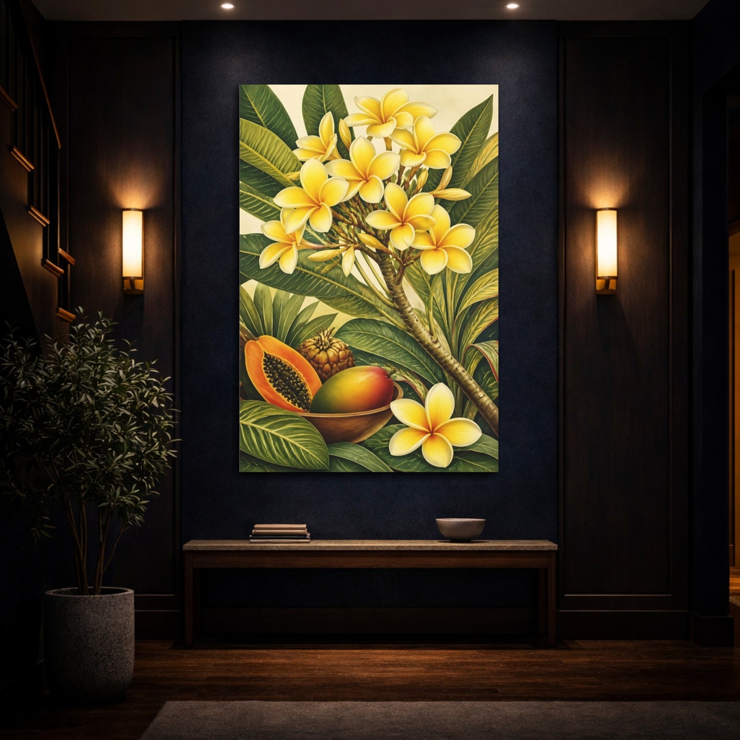 Mockup 4. Plumeria Flowers With Fruit shown as canvas print