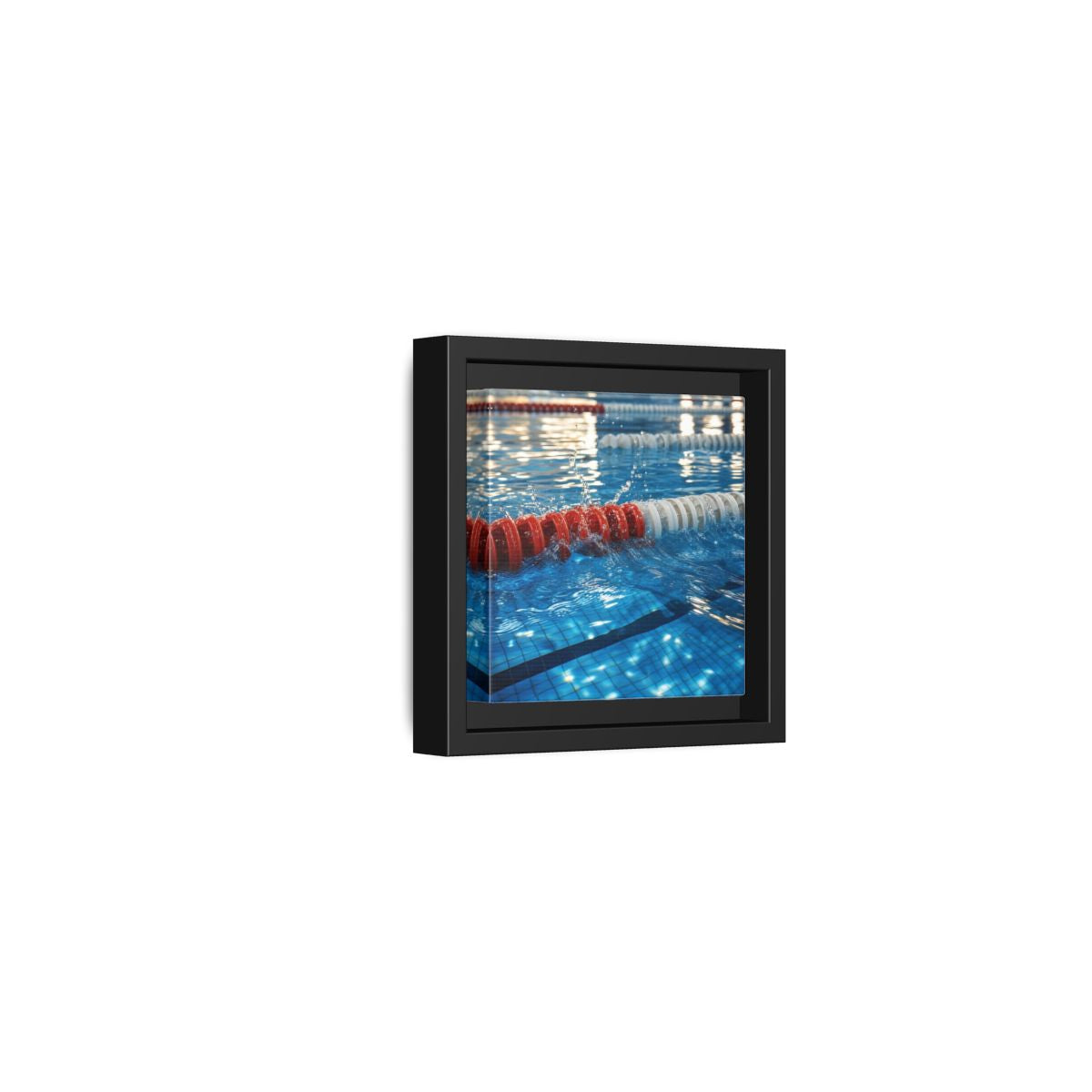 Side Mockup 24. Pool Lane Splash shown as framed canvas print