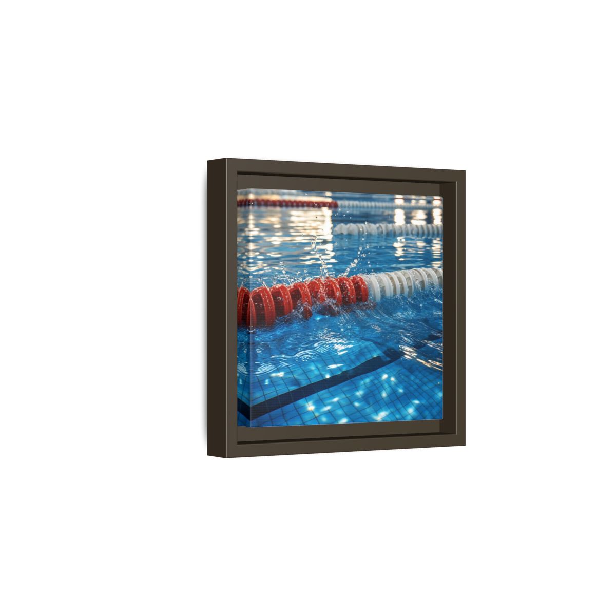 Side Mockup 2. Pool Lane Splash shown as framed canvas print