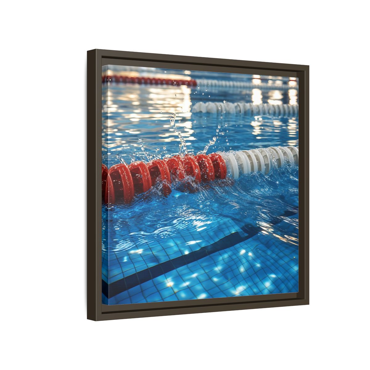 Side Mockup 14. Pool Lane Splash shown as framed canvas print