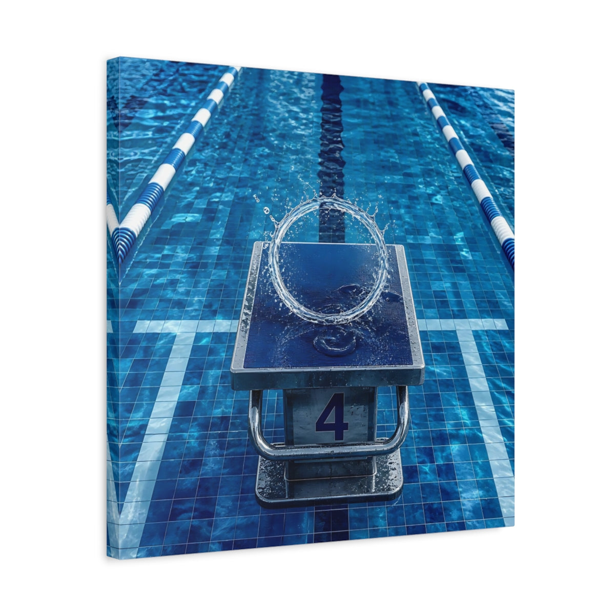 Side Mockup 5. Pool Starting Block Splash shown as canvas print