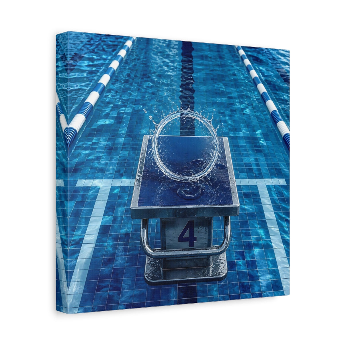 Side Mockup 8. Pool Starting Block Splash shown as canvas print