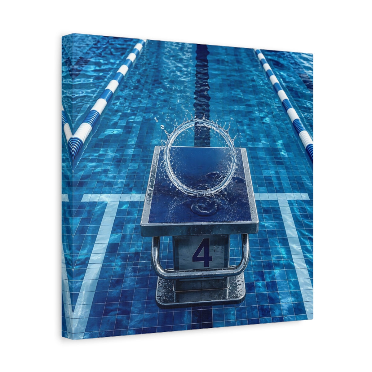 Side Mockup 7. Pool Starting Block Splash shown as canvas print