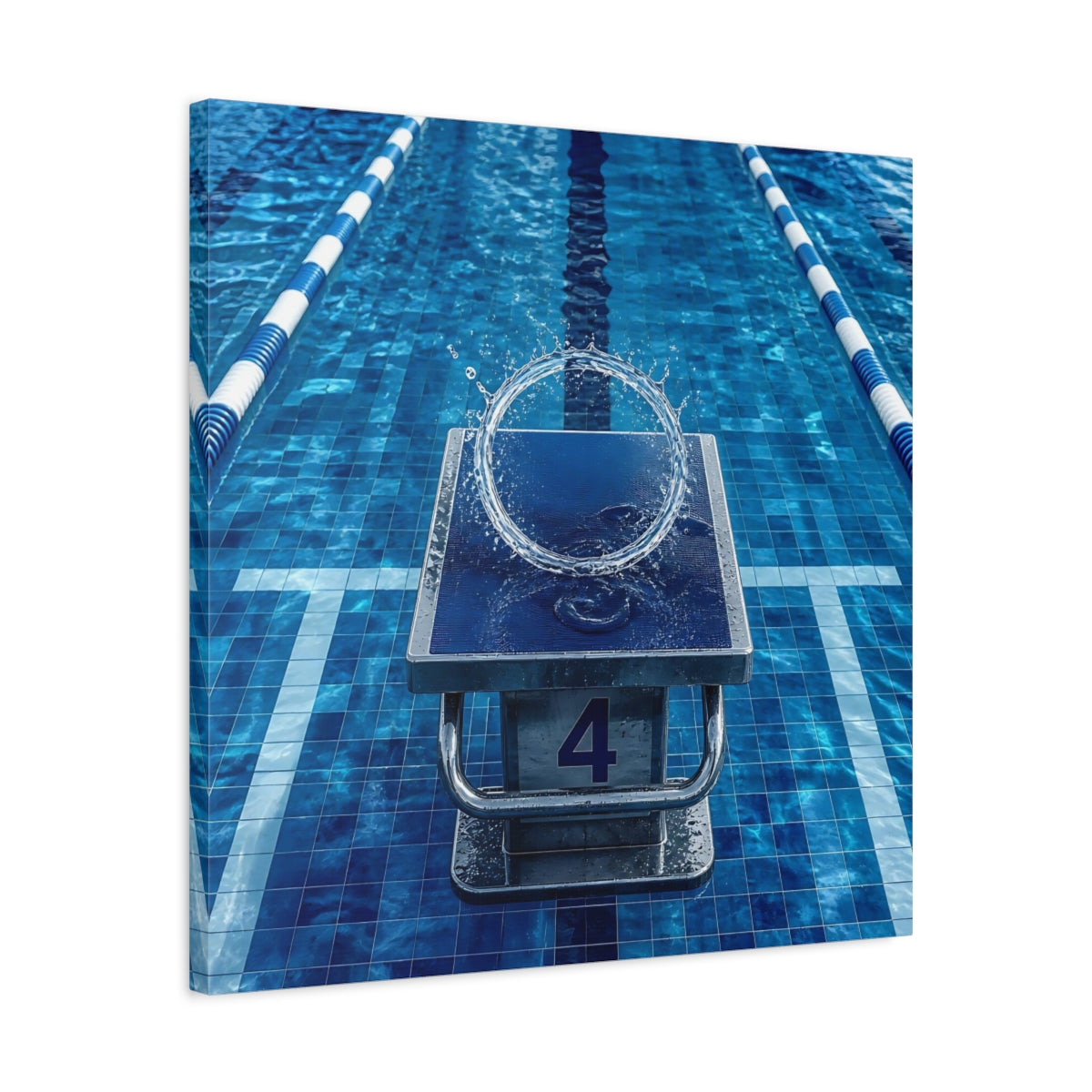 Side Mockup 4. Pool Starting Block Splash shown as canvas print