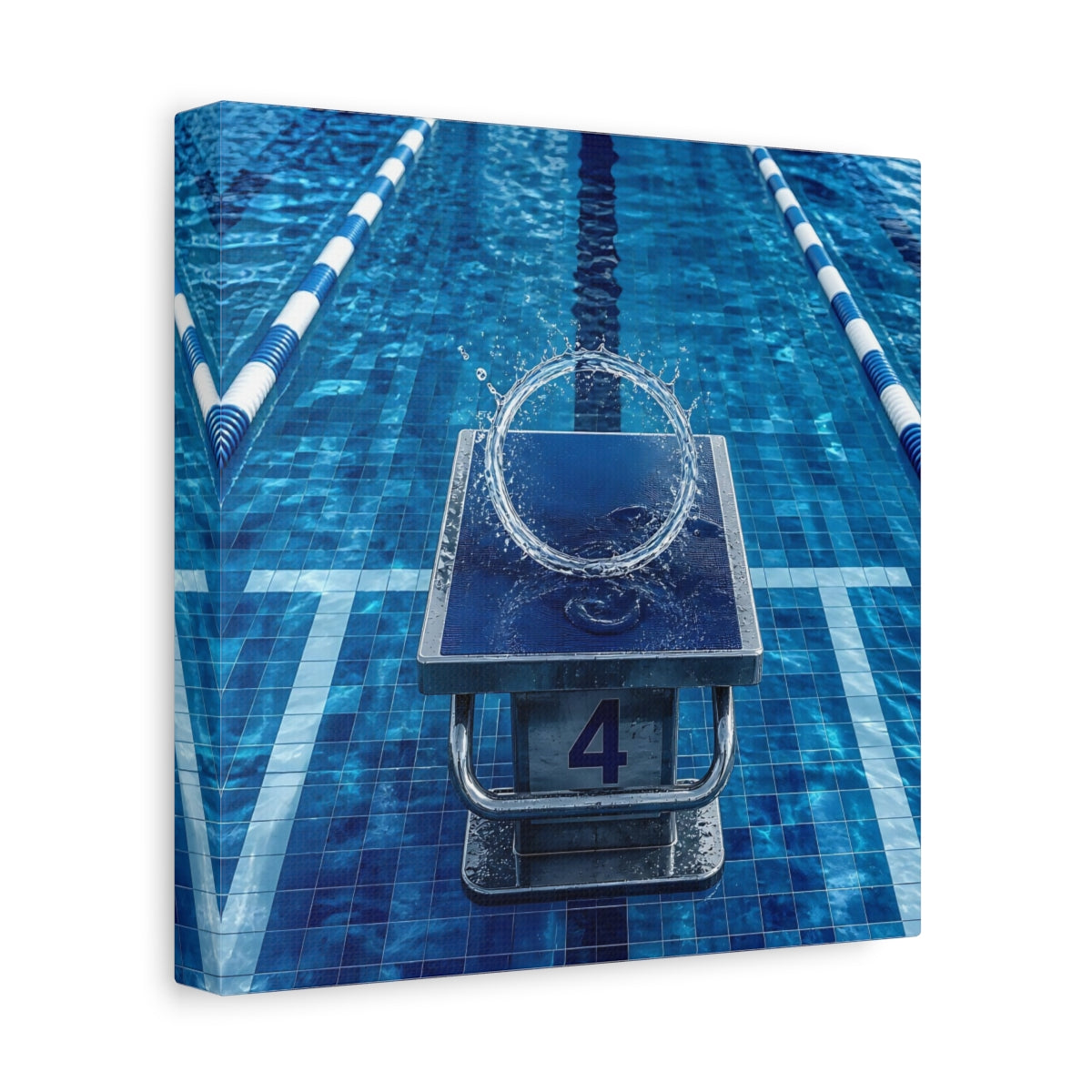 Side Mockup 9. Pool Starting Block Splash shown as canvas print