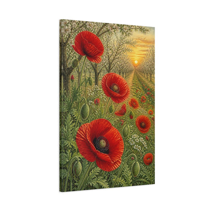 Main Mockup. Poppy Flowers At Dawn shown as canvas print