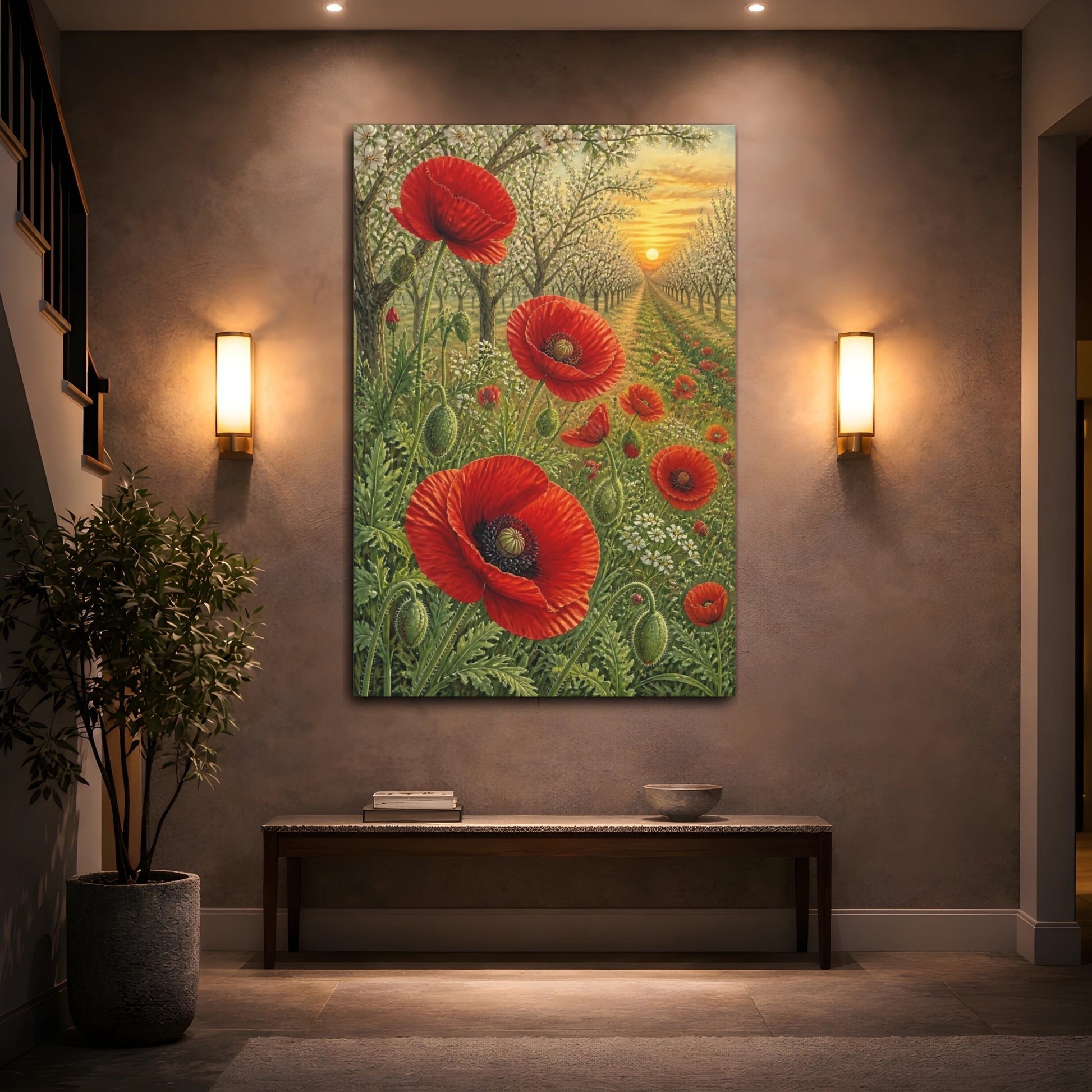 Mockup 2. Poppy Flowers At Dawn shown as canvas print