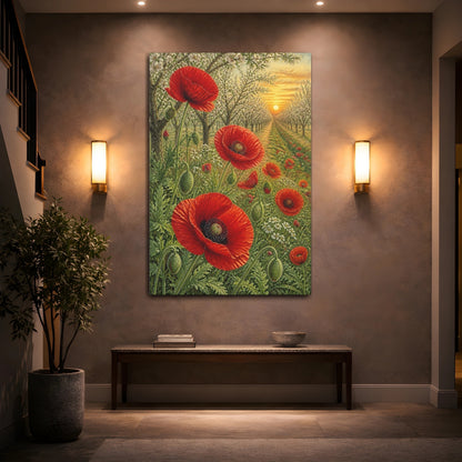 Mockup 2. Poppy Flowers At Dawn shown as canvas print
