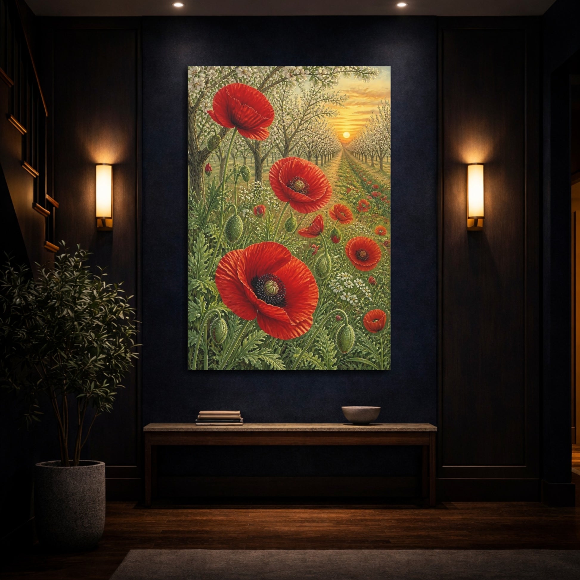 Mockup 4. Poppy Flowers At Dawn shown as canvas print