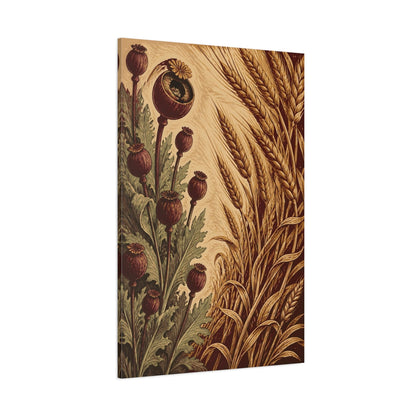 Side Mockup 1. Poppy Pods And Wheat shown as canvas print