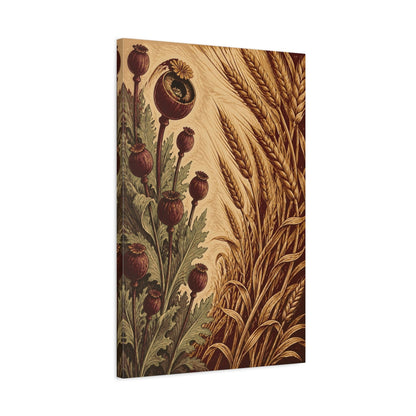 Side Mockup 2. Poppy Pods And Wheat shown as canvas print