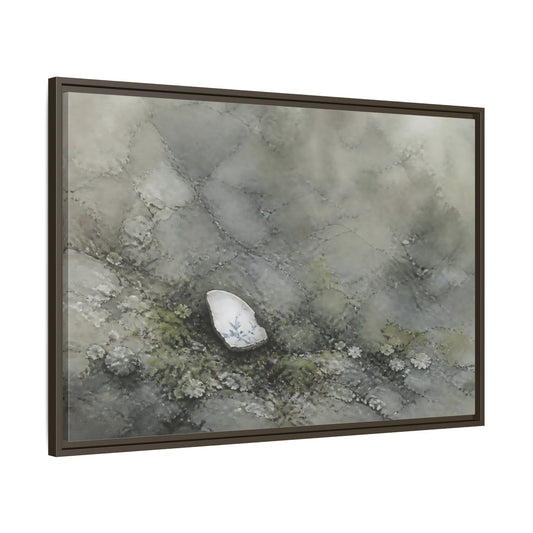 Main Mockup. Porcelain Shard Among Moss shown as framed canvas print
