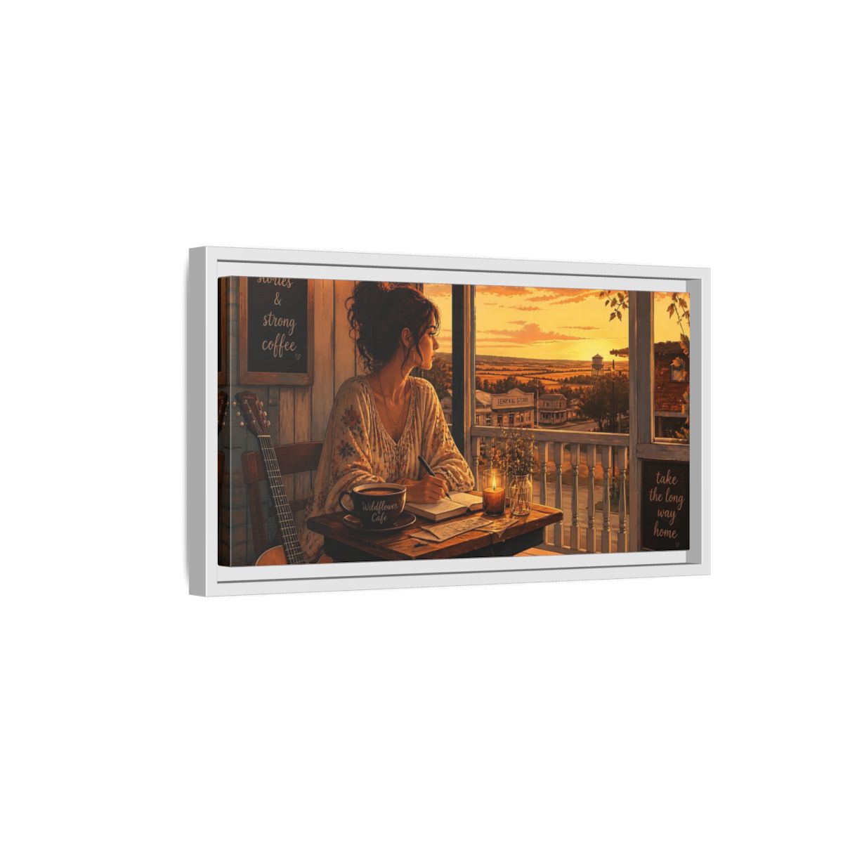 Side Mockup 6. Porch Sunset Journaling shown as framed canvas print