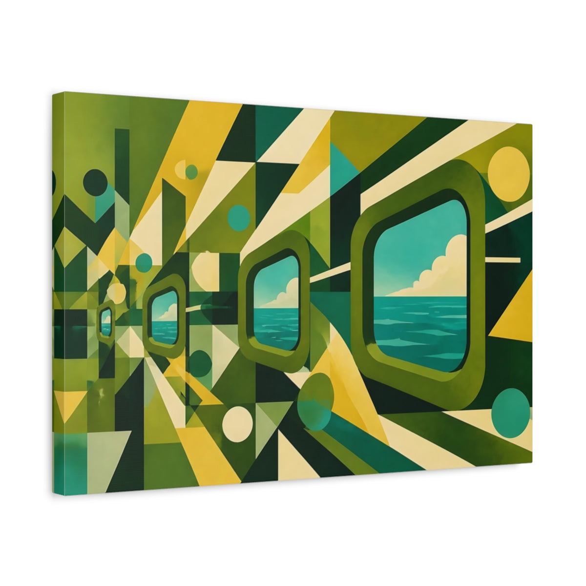 Side Mockup 3. Portholes To The Sea shown as canvas print