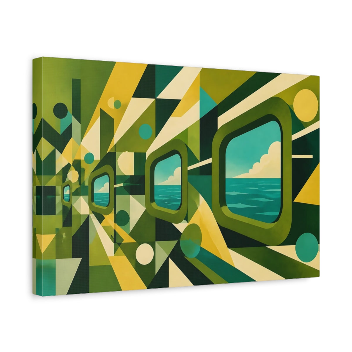 Side Mockup 4. Portholes To The Sea shown as canvas print